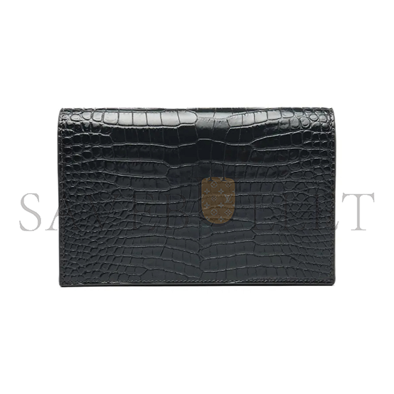 YSL KATE MONOGRAM TASSEL CHAIN WALLET IN CALFSKIN CROCODILE EMBOSSED 452159DND1N1000 (19*12.5*4cm)
